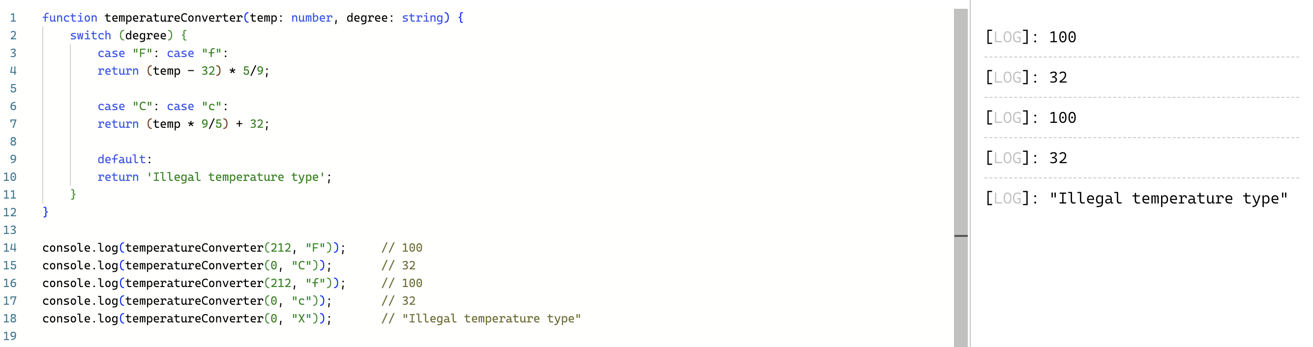 A program that converts temperatures (Celcius to Fahrenheit and vice versa)
